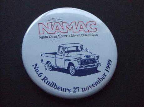 NAMAC ruilbeurs voor miniatuurauto's in Houten, No6, 27-11-1999.Cadillac lichte vracht 1955 wit